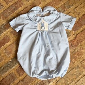 Cecil and Lou Blue Gingham Baby Romper